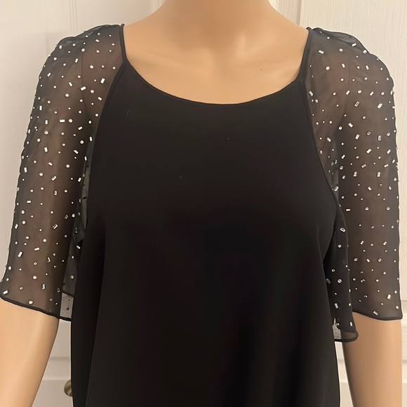 Rebecca Taylor black top with a crystal sleeves - Picture 4 of 4